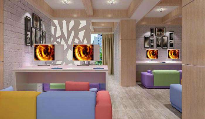 现代简约风格网咖装修设计效果图