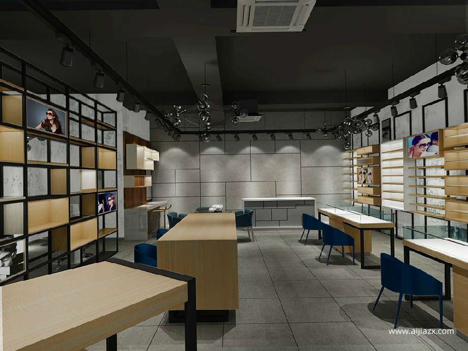 工业风眼镜店室内装修效果图