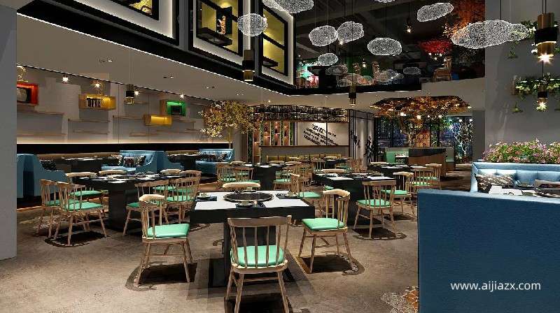 100平米火锅店设计，小型主题火锅店室内设计