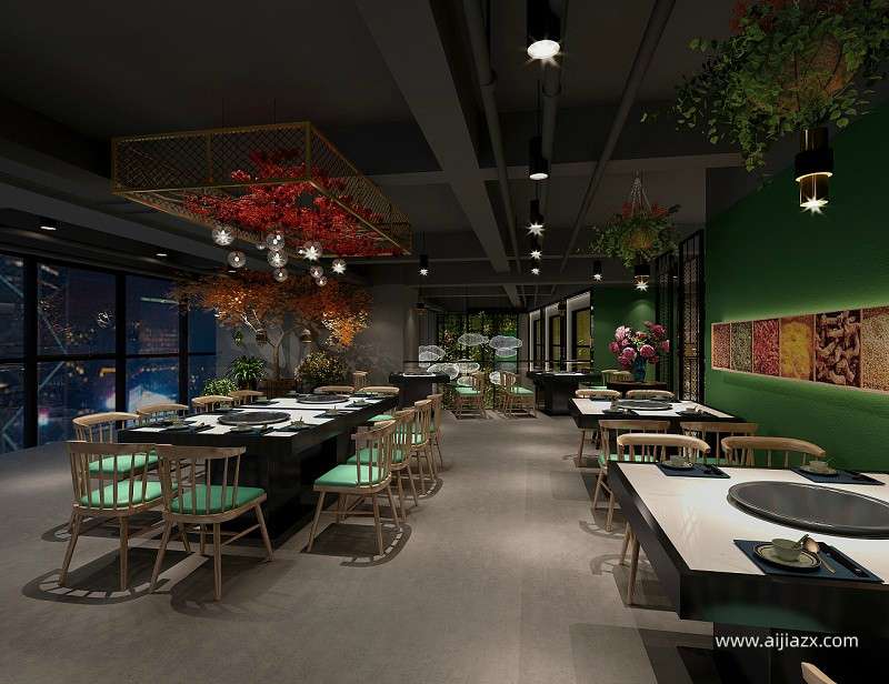 100平米火锅店设计，小型主题火锅店室内设计