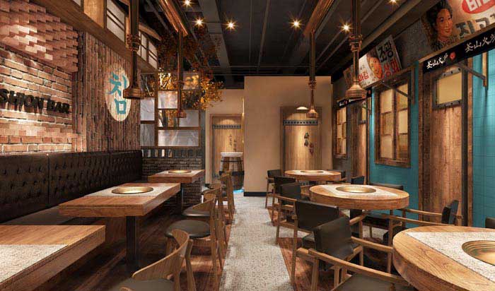 260m2郑州烧烤店设计效果图