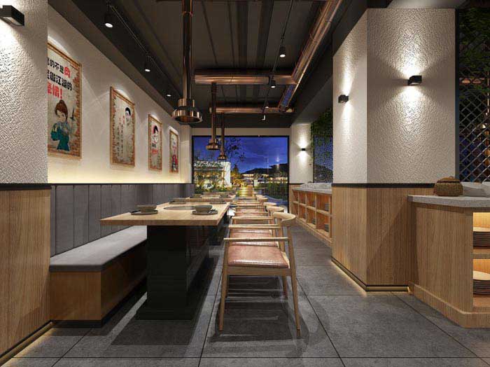 220m2郑州烤肉店装修设计效果图