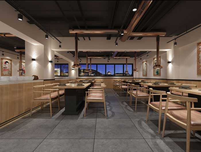 220m2郑州烤肉店装修设计效果图