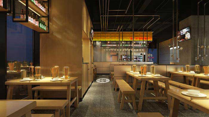 280m2郑州牛排餐厅设计效果图