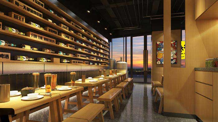 280m2郑州牛排餐厅设计效果图