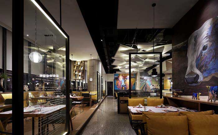 265m2郑州管城区西餐厅装修设计效果图