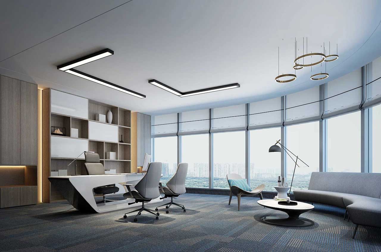 老板办公室装修效果图,董事长办公室装修实景图