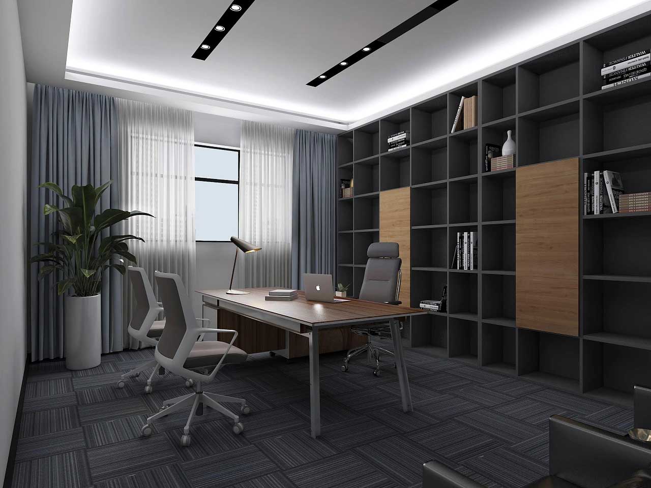 老板办公室装修效果图,董事长办公室装修实景图