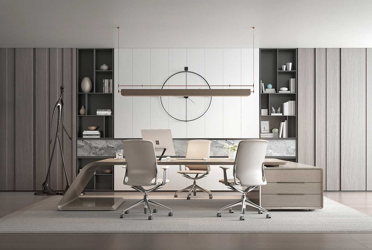 老板办公室装修效果图,董事长办公室装修实景图