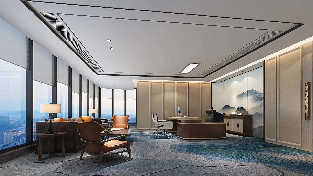 老板办公室装修效果图,董事长办公室装修实景图