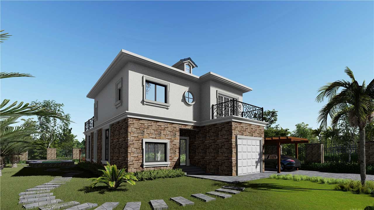 郑州别墅外观设计,别墅景观庭院设计效果图