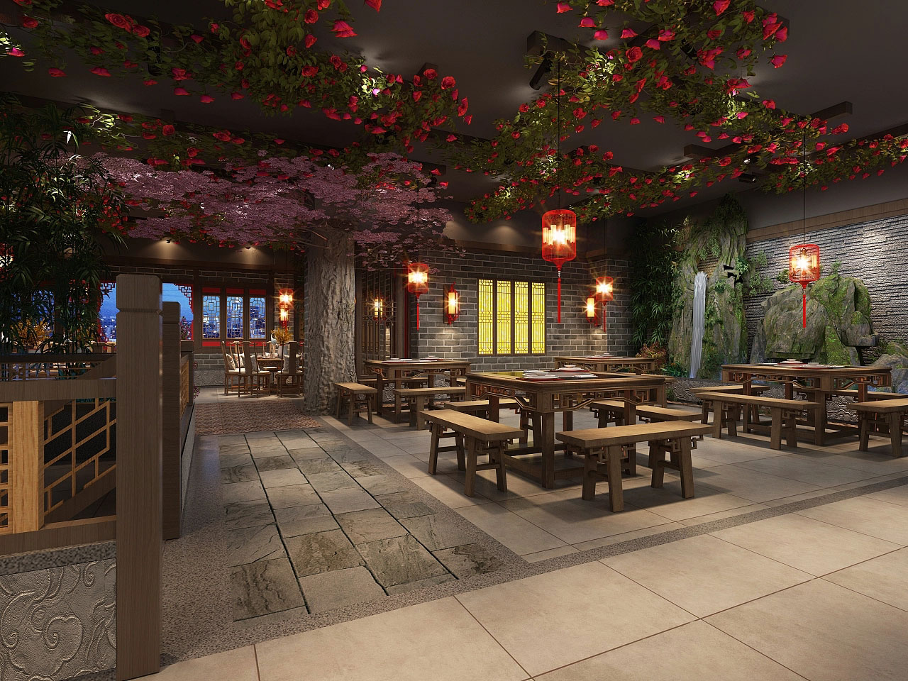 洛阳火锅店设计-中式火锅店装修设计效果图