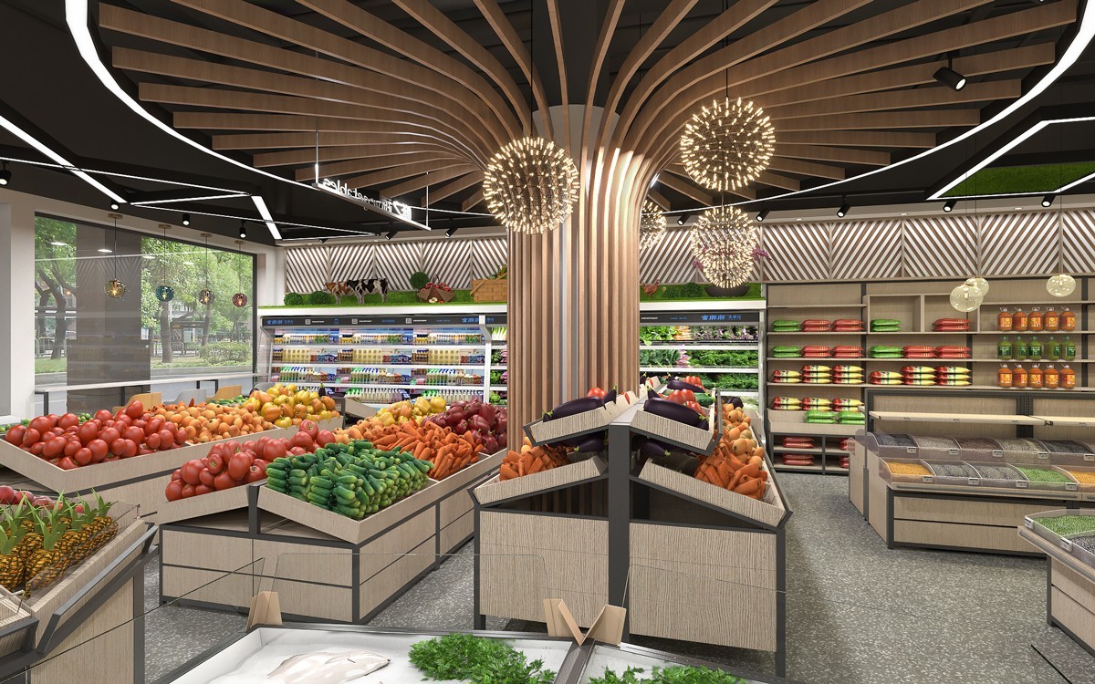 142平米生鲜超市设计装修效果图