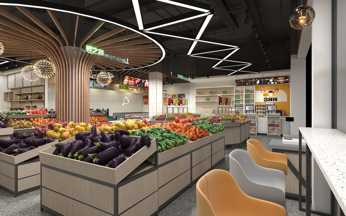 142平米生鲜超市设计装修效果图