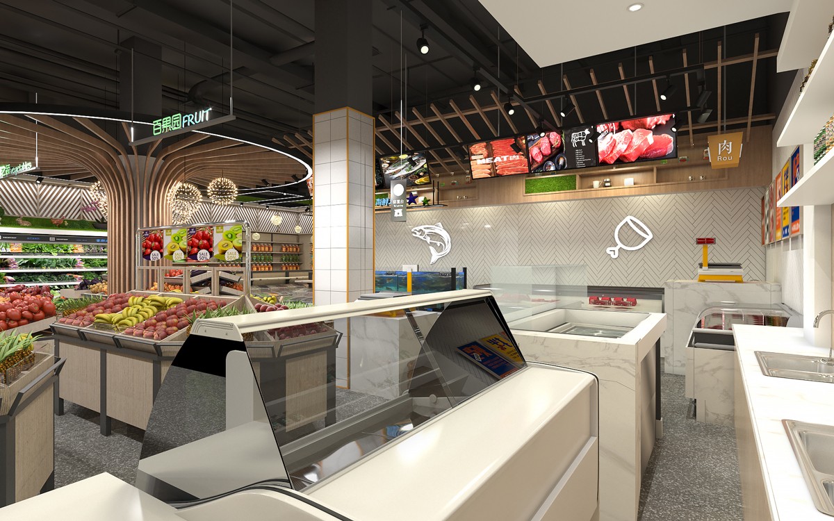 142平米生鲜超市设计装修效果图
