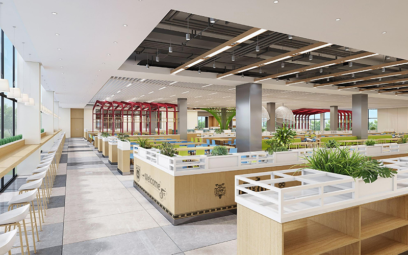 1000平米学校食堂设计装修效果图