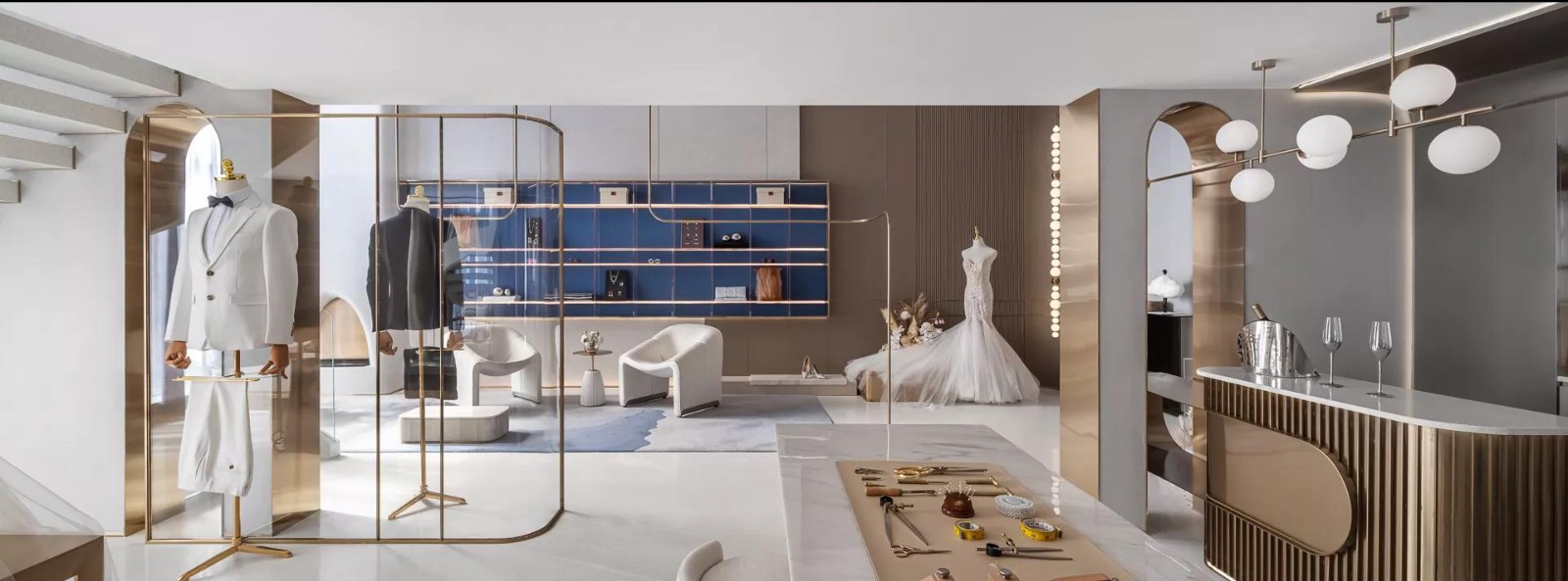 180平米婚纱礼服定制店铺装修设计效果图
