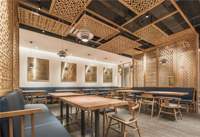 120平米新中式餐厅装修设计效果图