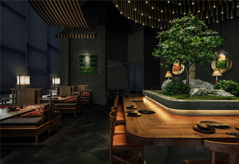 335平米中式餐厅设计装修效果图