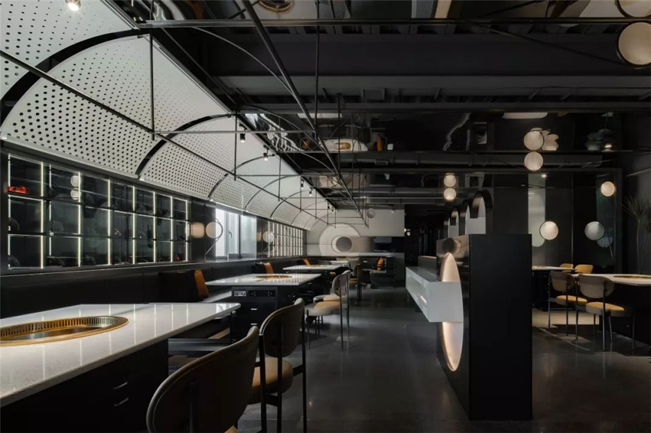 380平米现代轻奢火锅店装修设计效果图