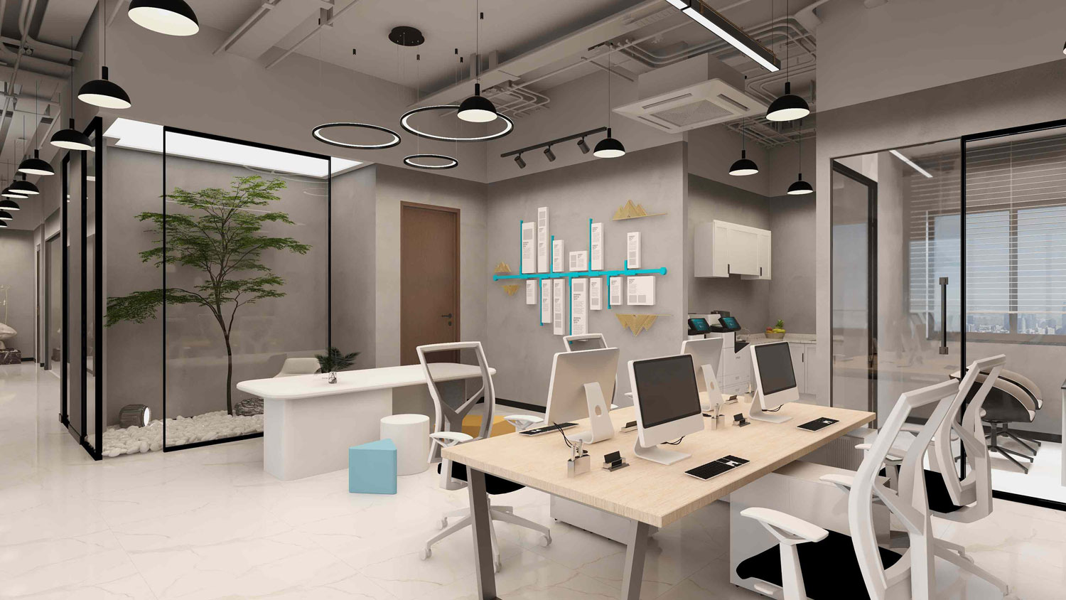 1000平米集团办公室装修效果图
