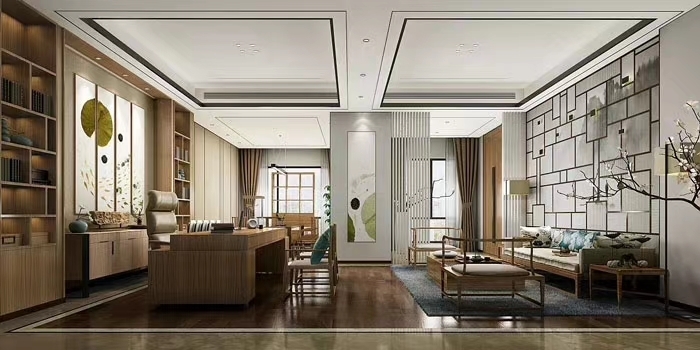 312平米新中式办公室装修效果图
