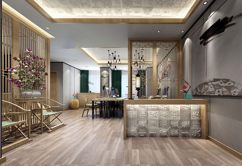 185平米新中式办公室装修设计效果图