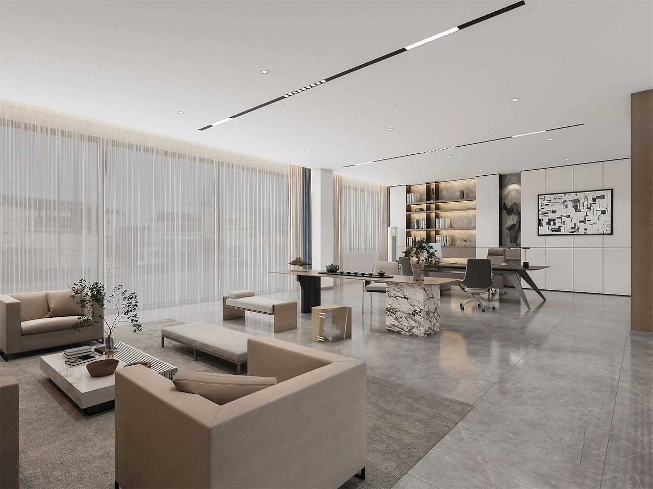 165平米简洁大气办公室装修设计效果图