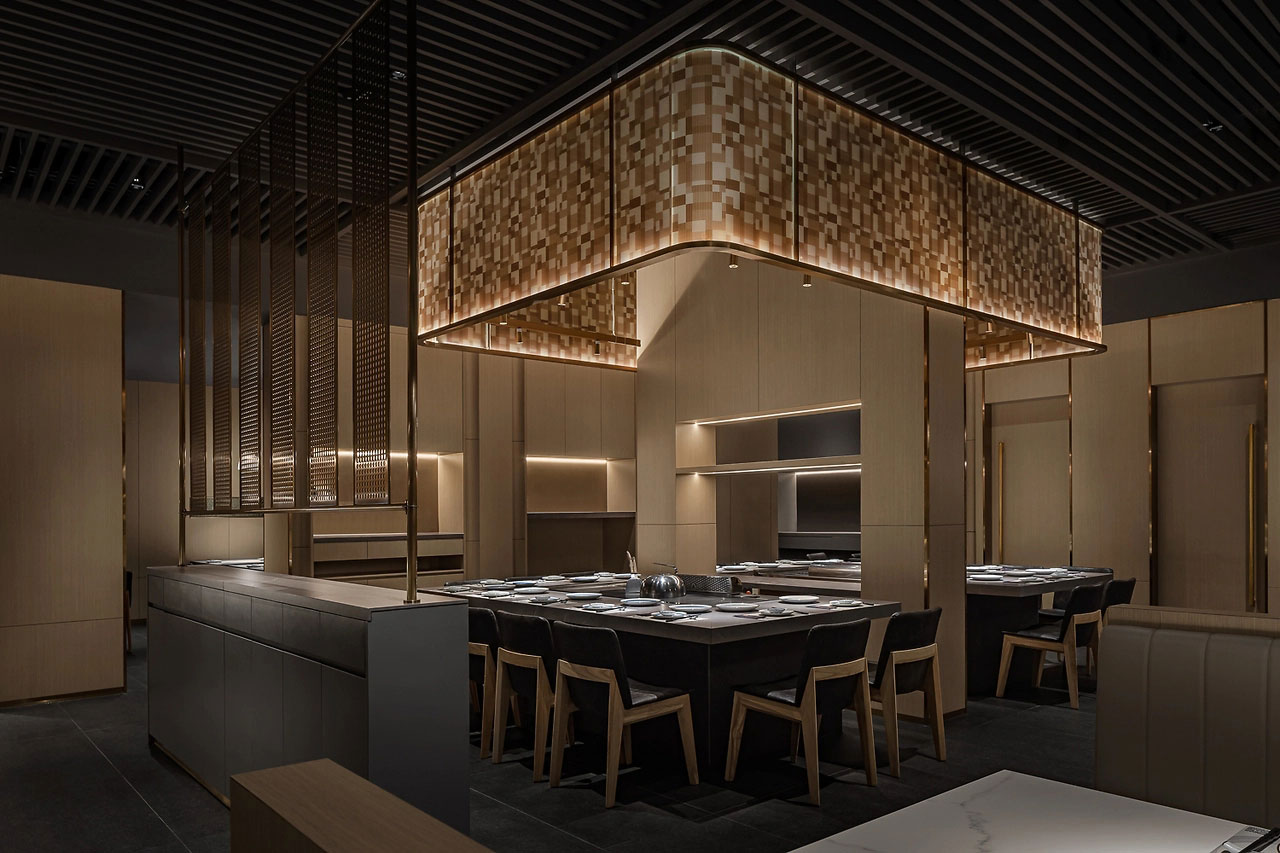 345平米大渔铁板烧自助餐厅二七店装修设计效果图