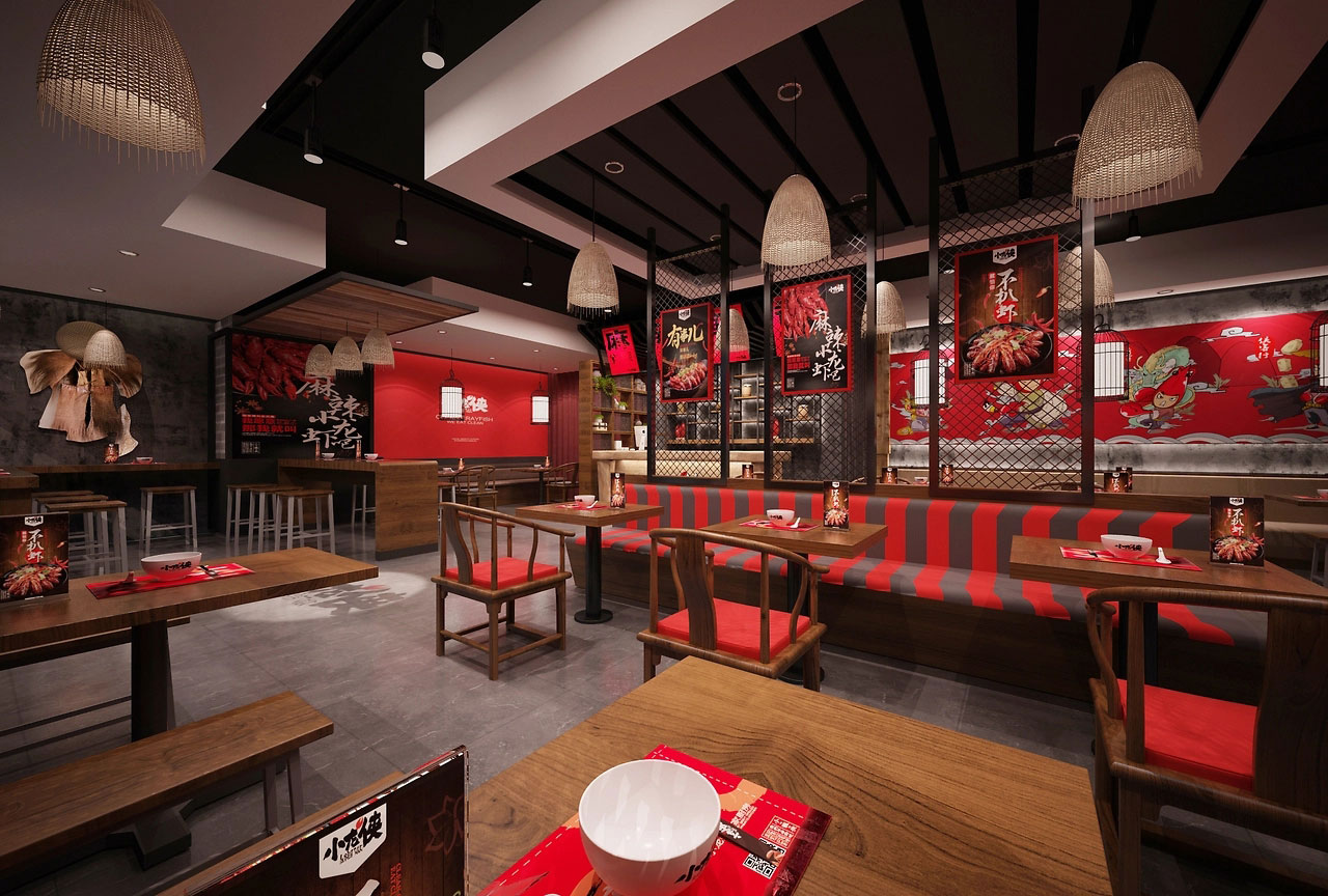 142平米小龙虾店面设计装修效果图