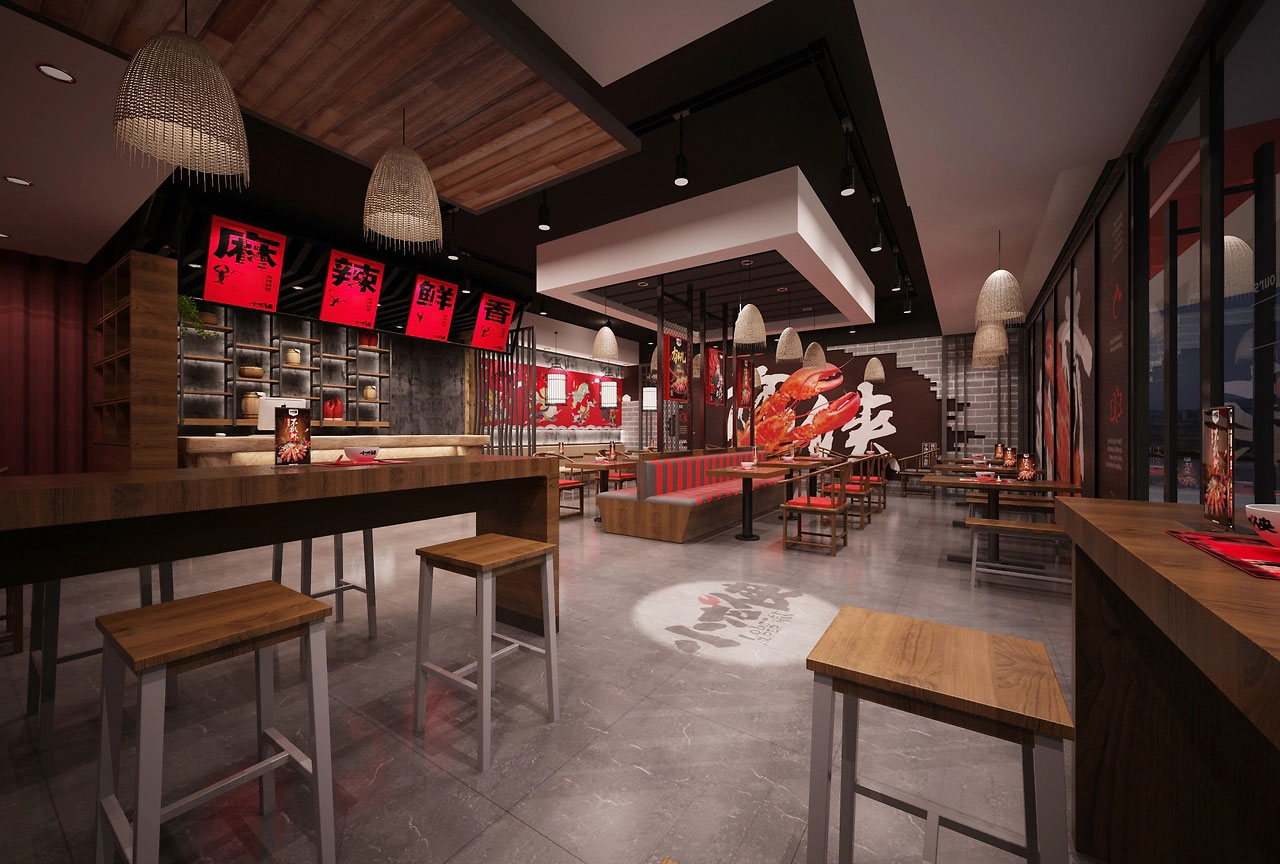 142平米小龙虾店面设计装修效果图