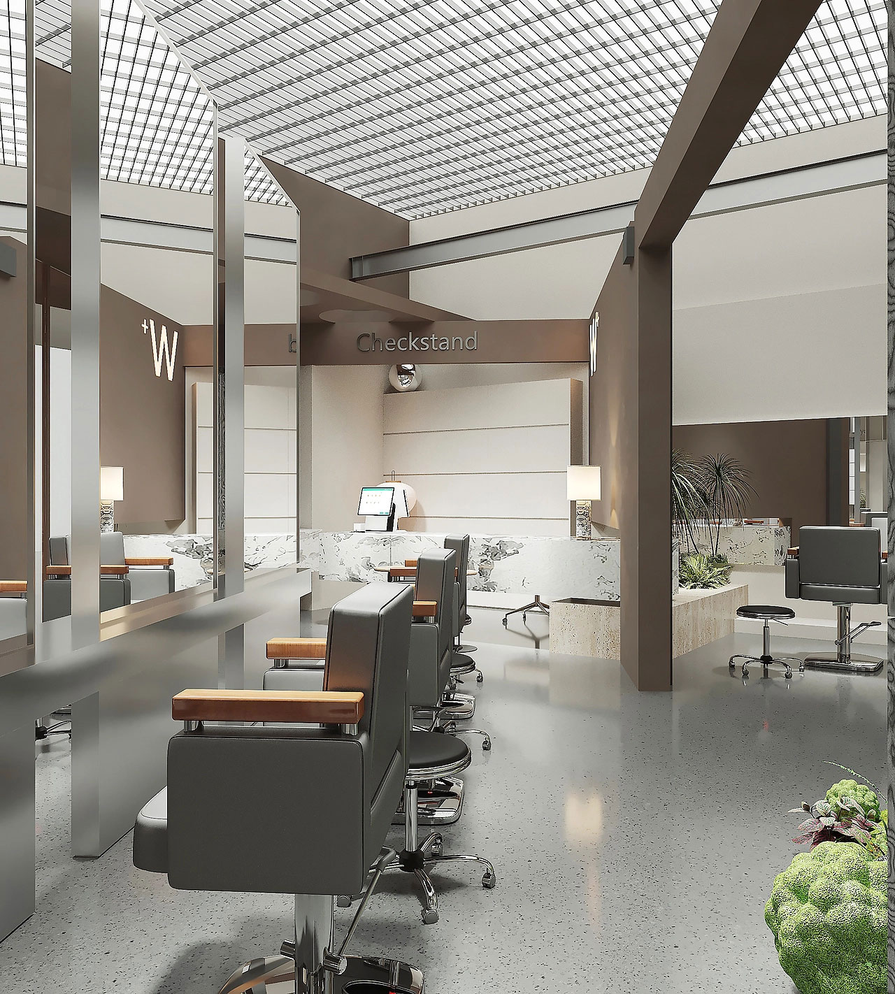 53平米极简理发店设计装修效果图