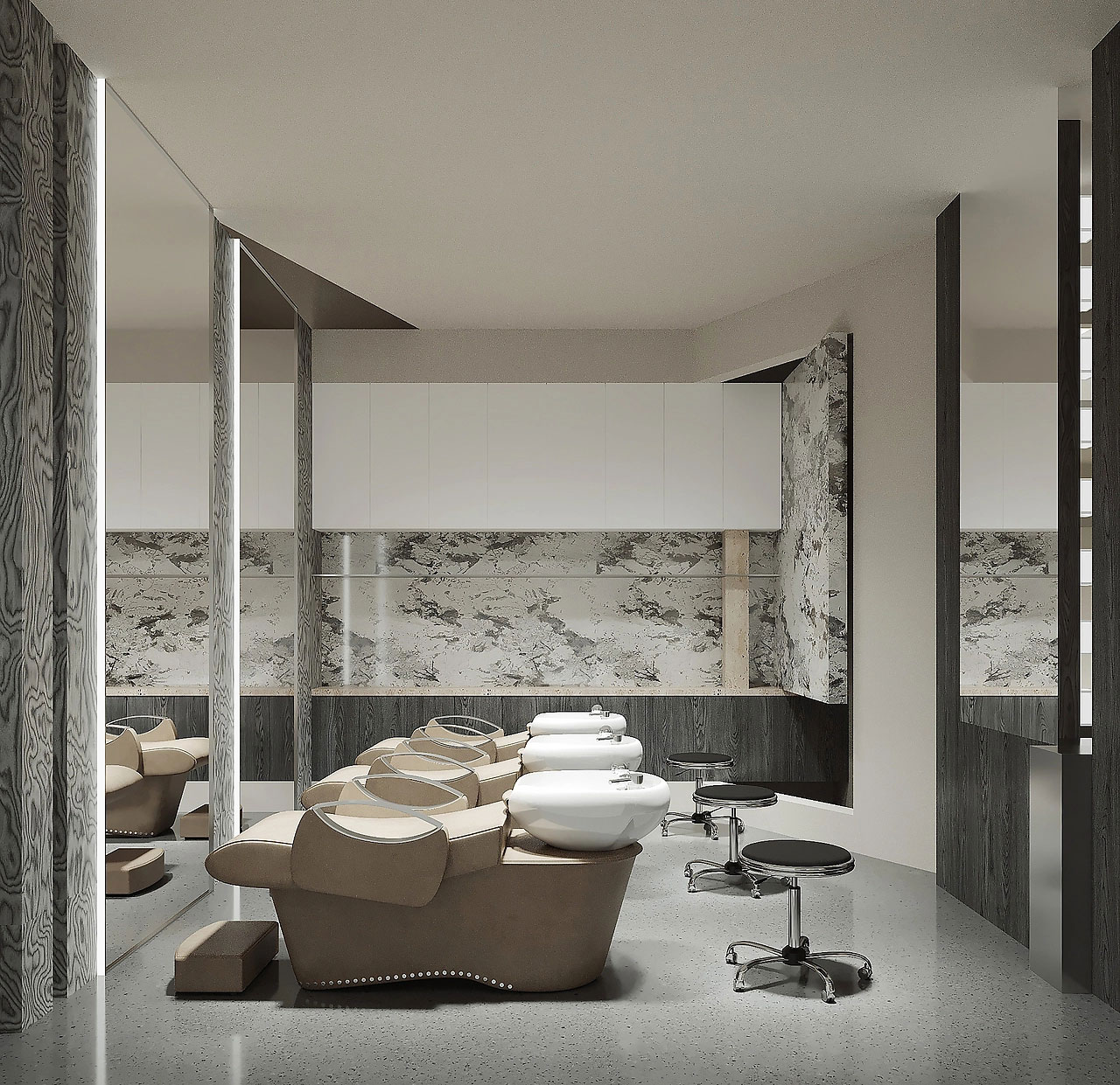 53平米极简理发店设计装修效果图