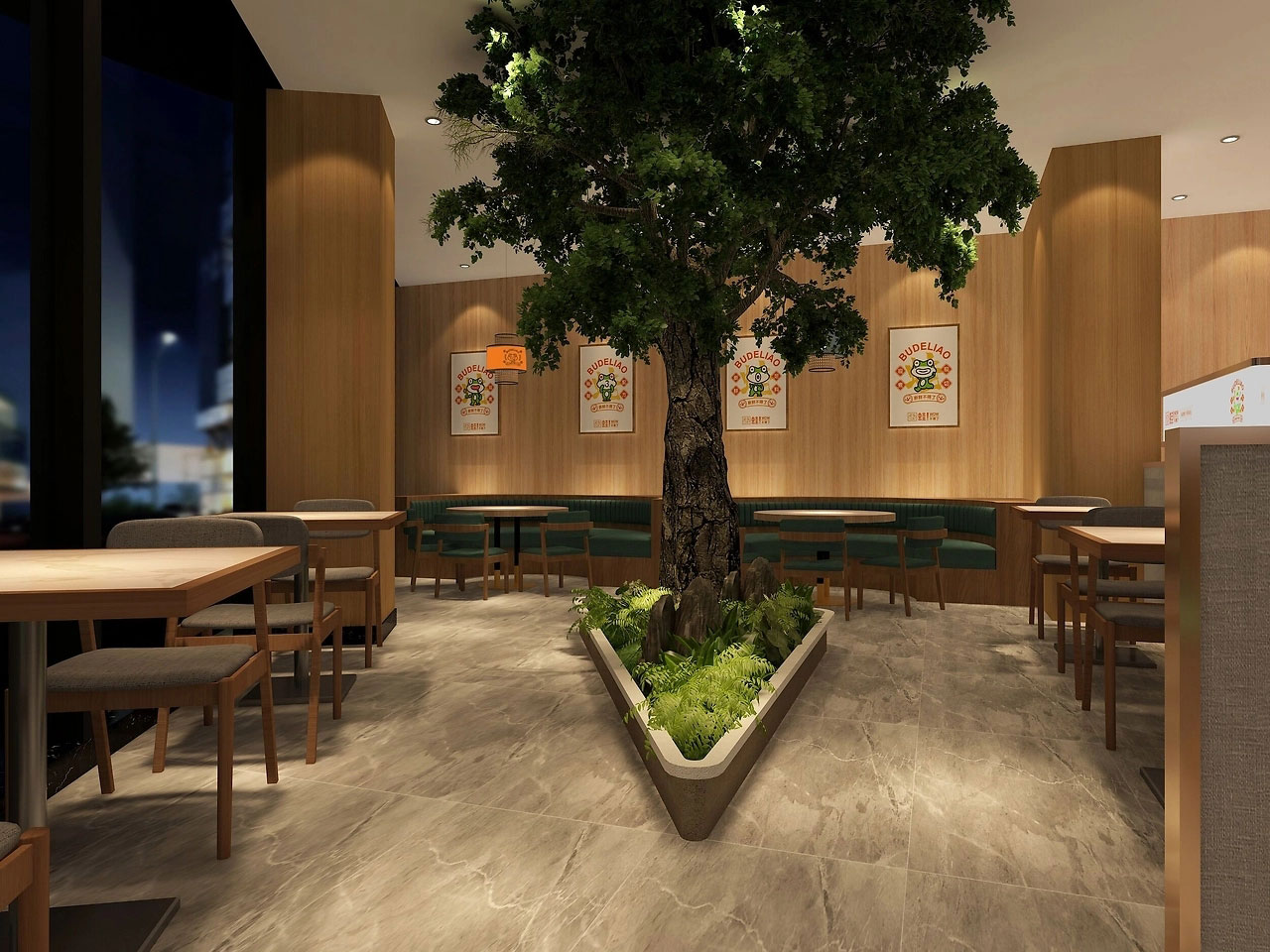 214平米牛蛙火锅店装修设计效果图