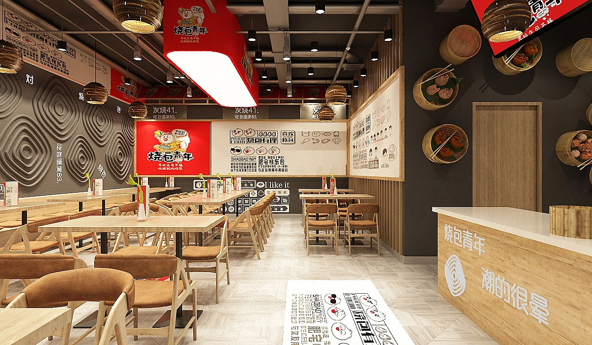 83平米郑州早餐店面装修设计效果图