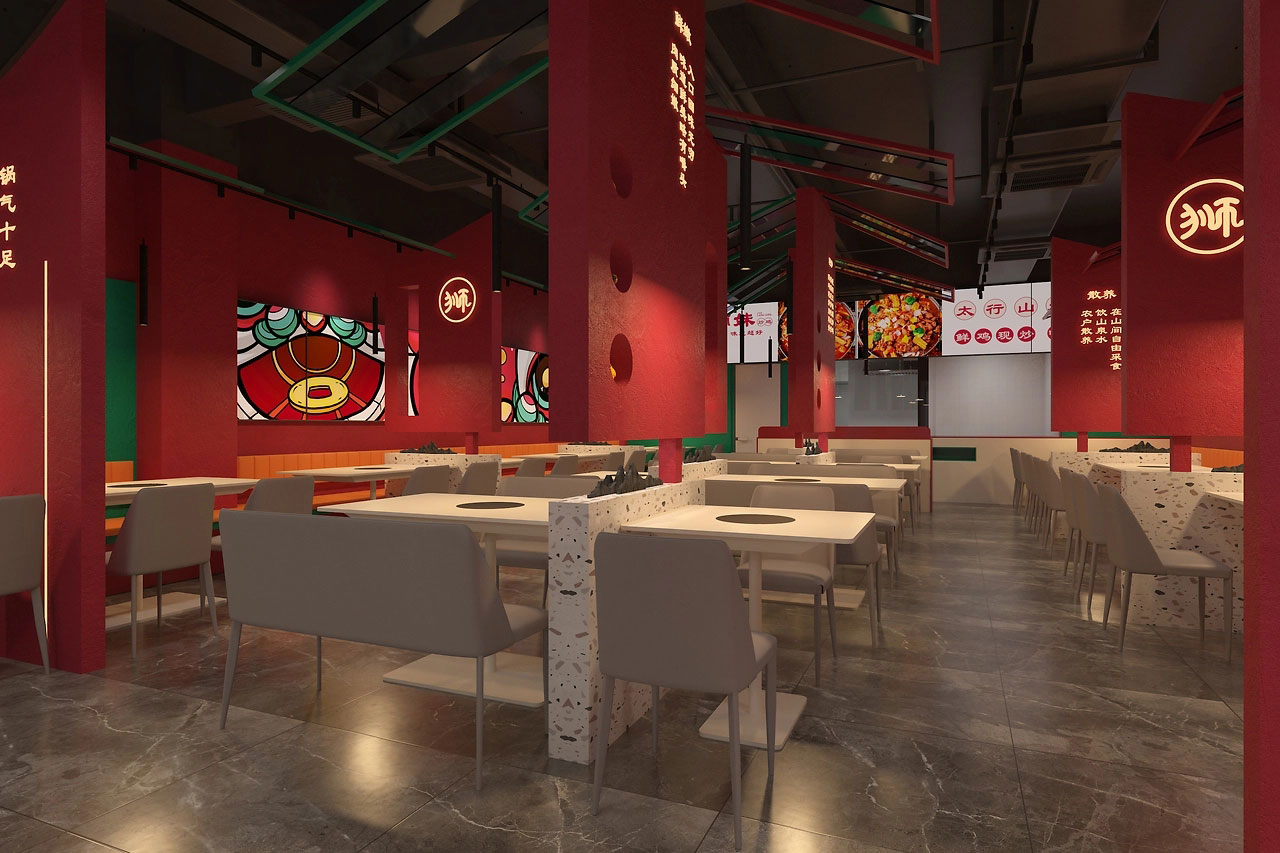 243平米郑州炒鸡门店装修设计效果图