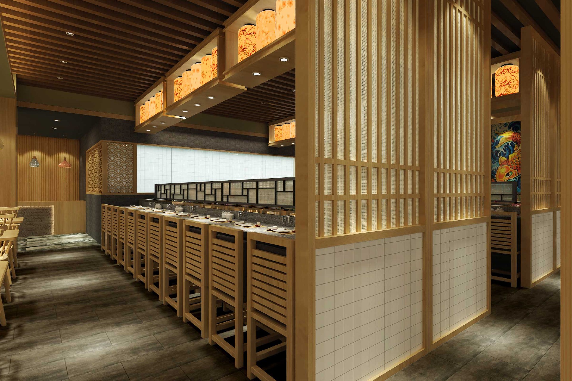 300平米郑州寿司店装修设计效果图