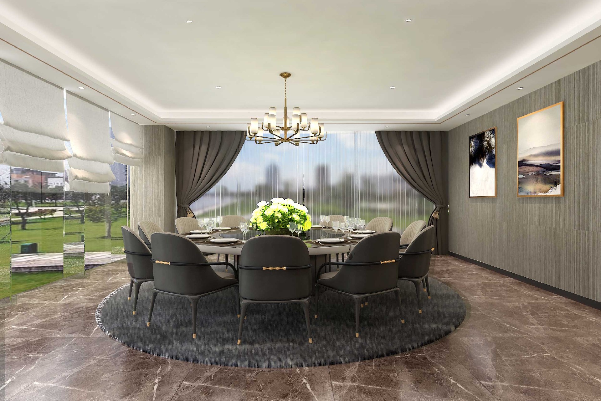 350平米公司招待餐厅食堂装修设计效果图