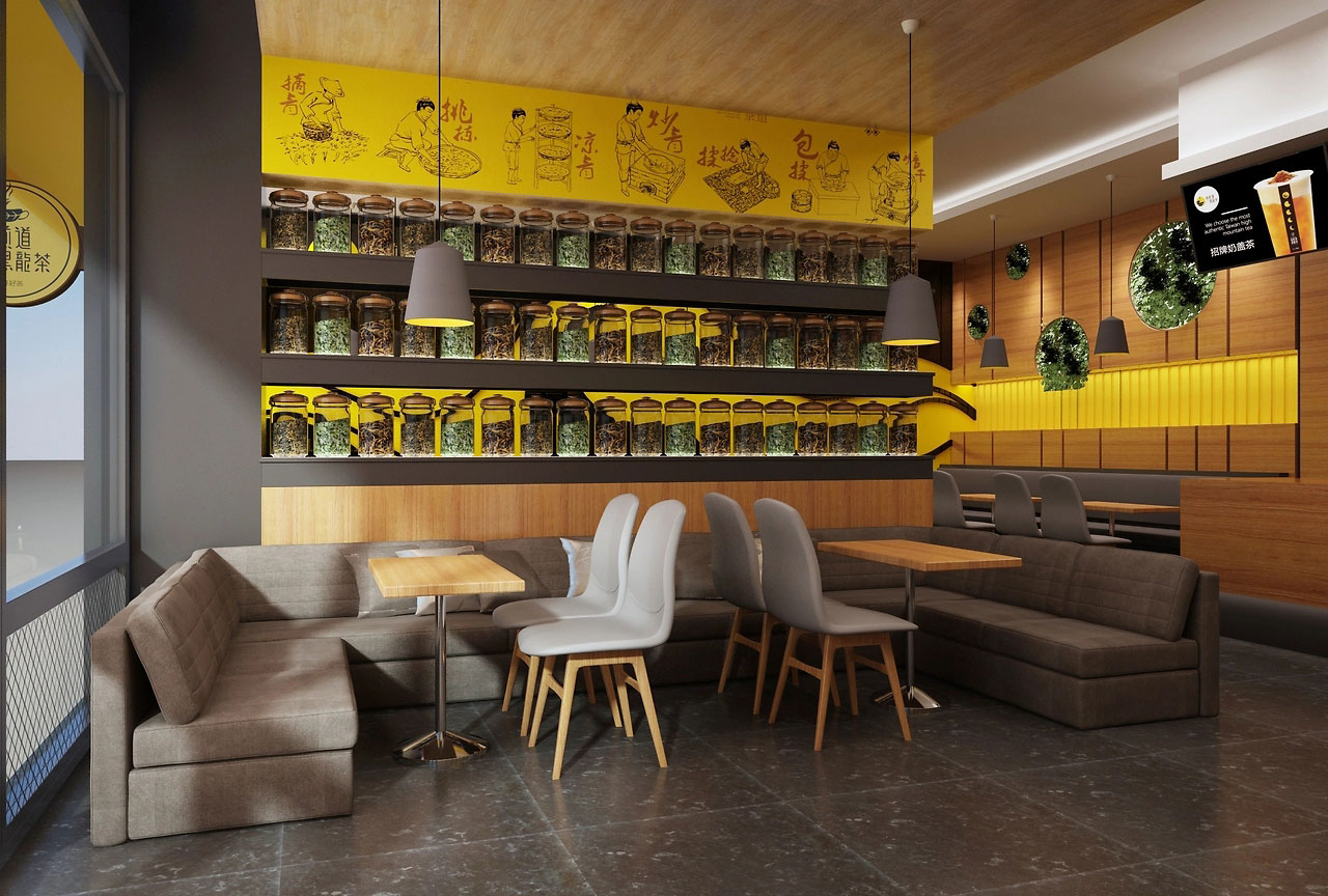 120平米郑州饮品店装修设计效果图