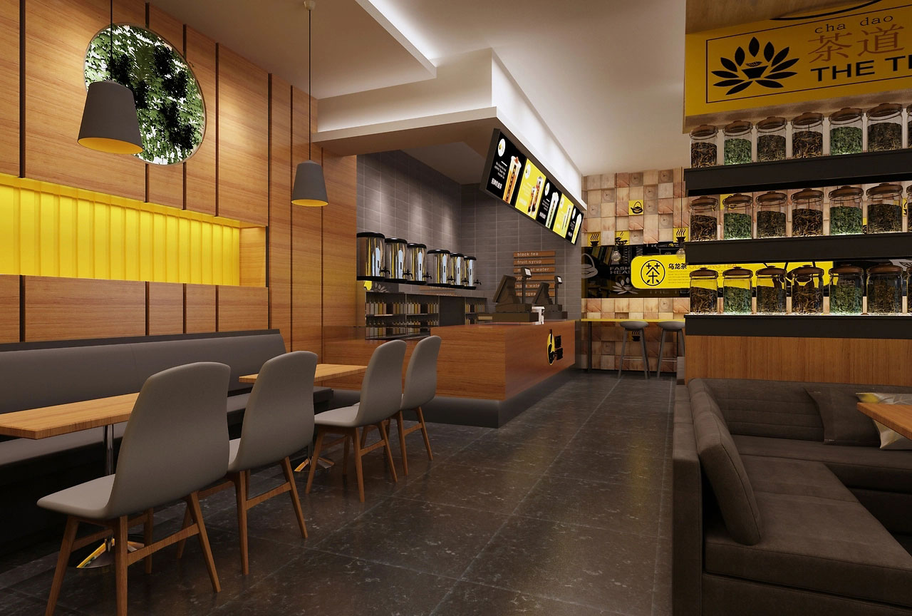 120平米郑州饮品店装修设计效果图