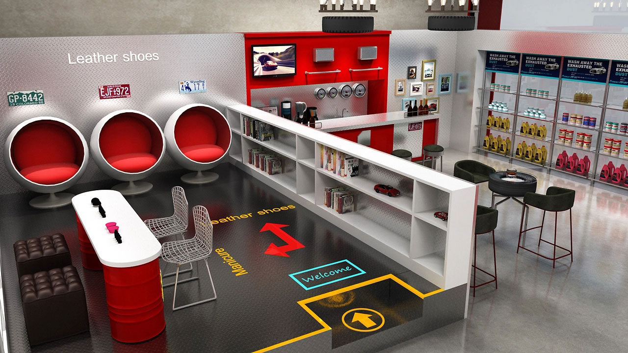 252平米汽车清洁店面装修设计效果图