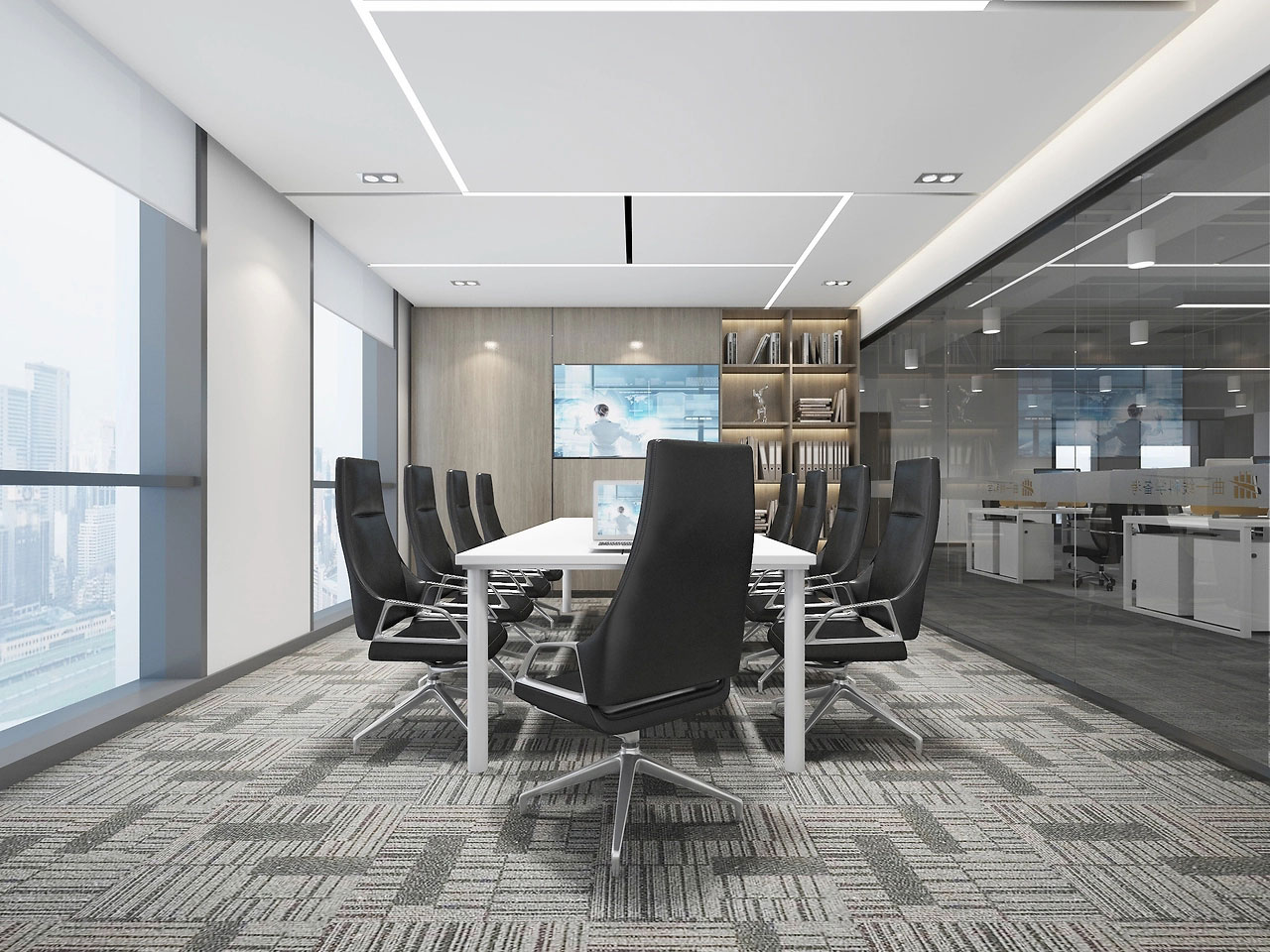 370平米郑州办公室装修施工效果图