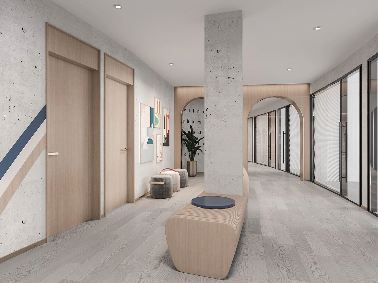 650平米直播基地办公室展厅设计效果图