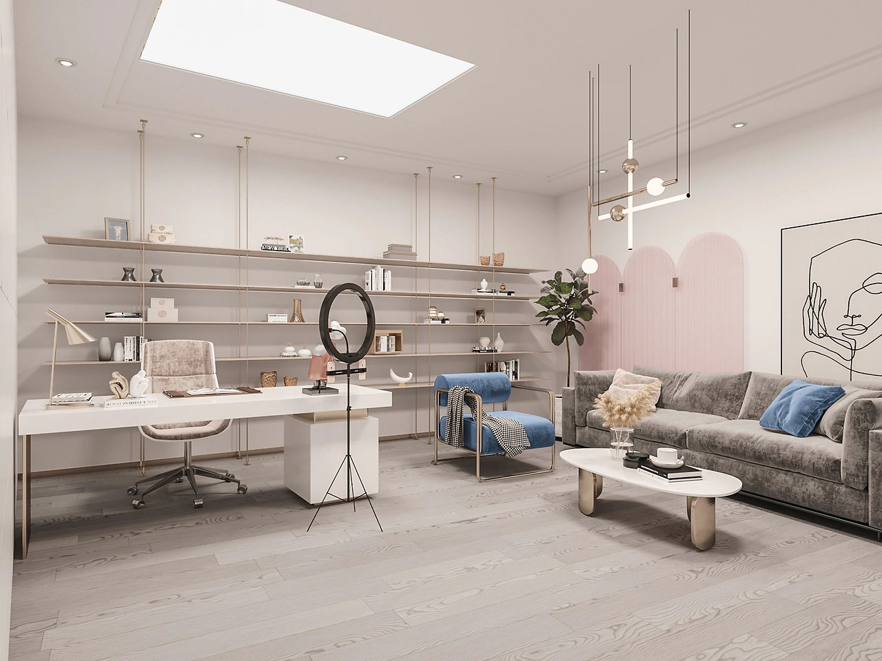 650平米直播基地办公室展厅设计效果图