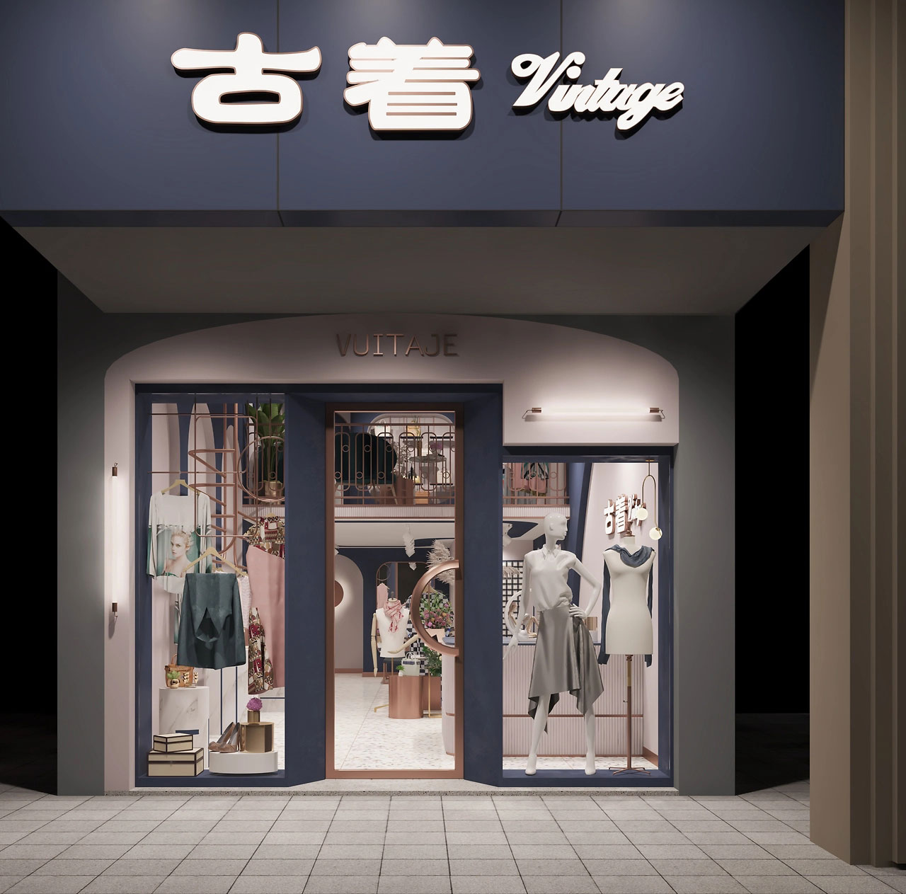 45平米轻奢服装店装修设计效果图