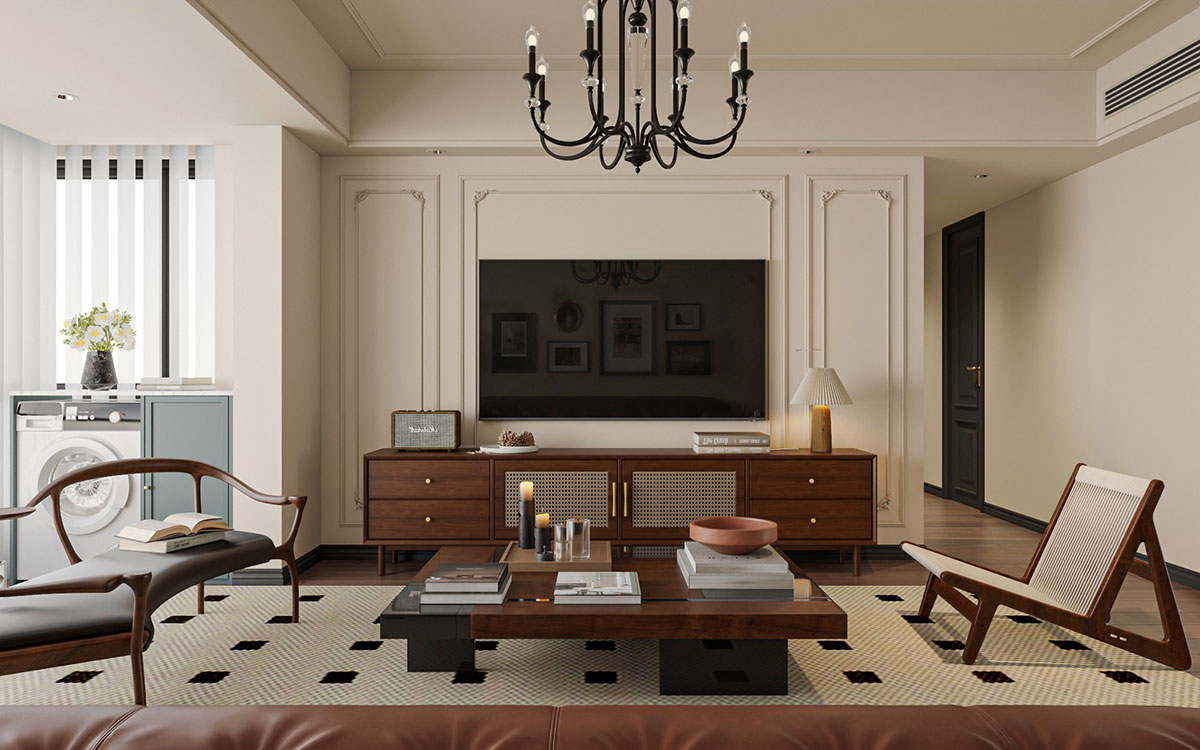 腾威城140平米中古风四居室装修效果图