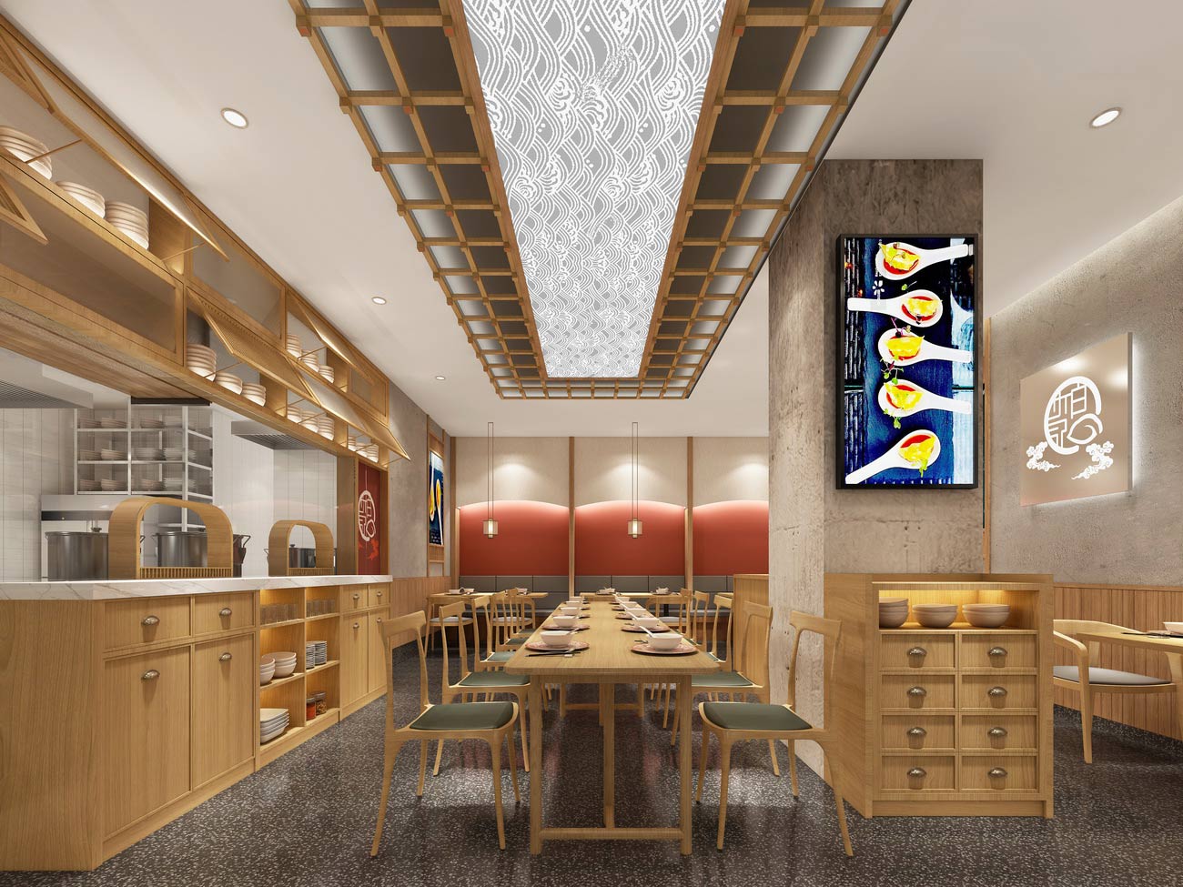 150平米郑州水饺店面装修设计效果图