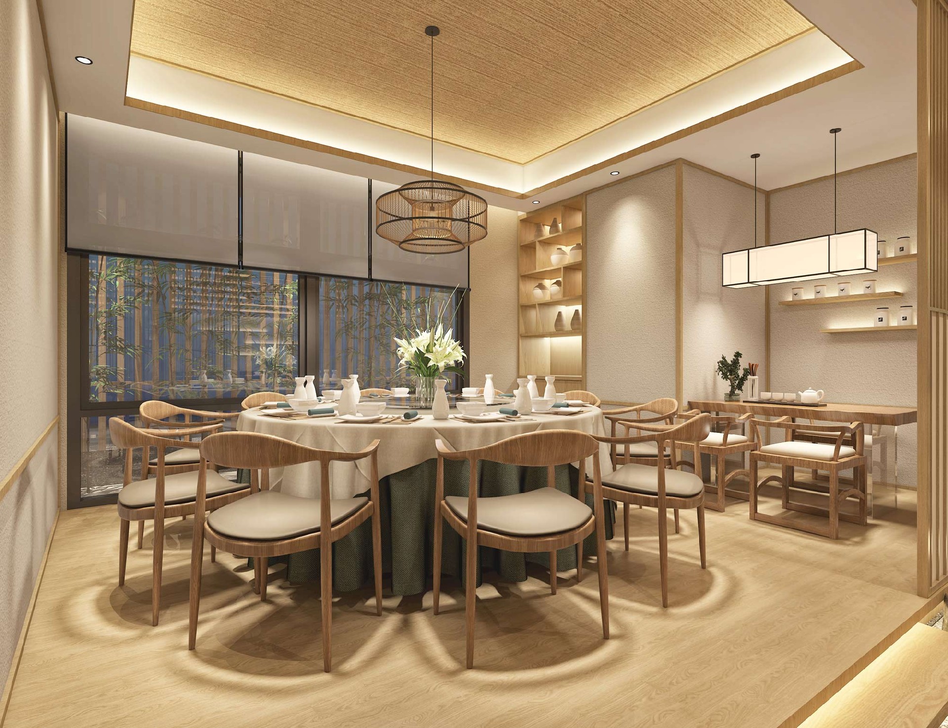 230平米郑州日料餐厅设计效果图