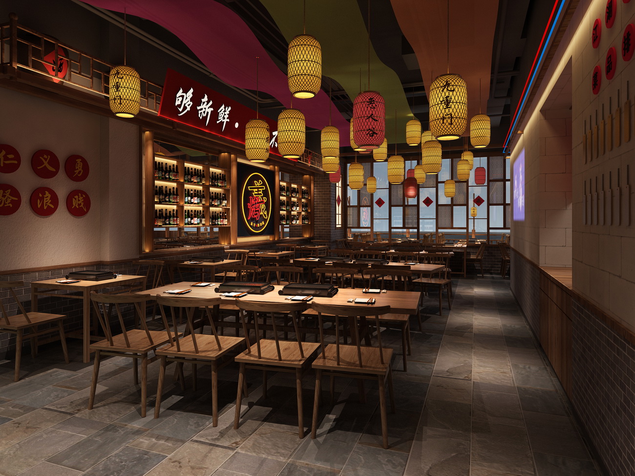 245平米郑州烧烤店设计效果图