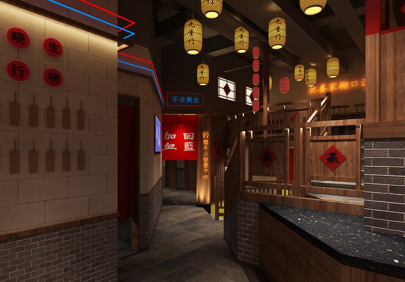 245平米郑州烧烤店设计效果图